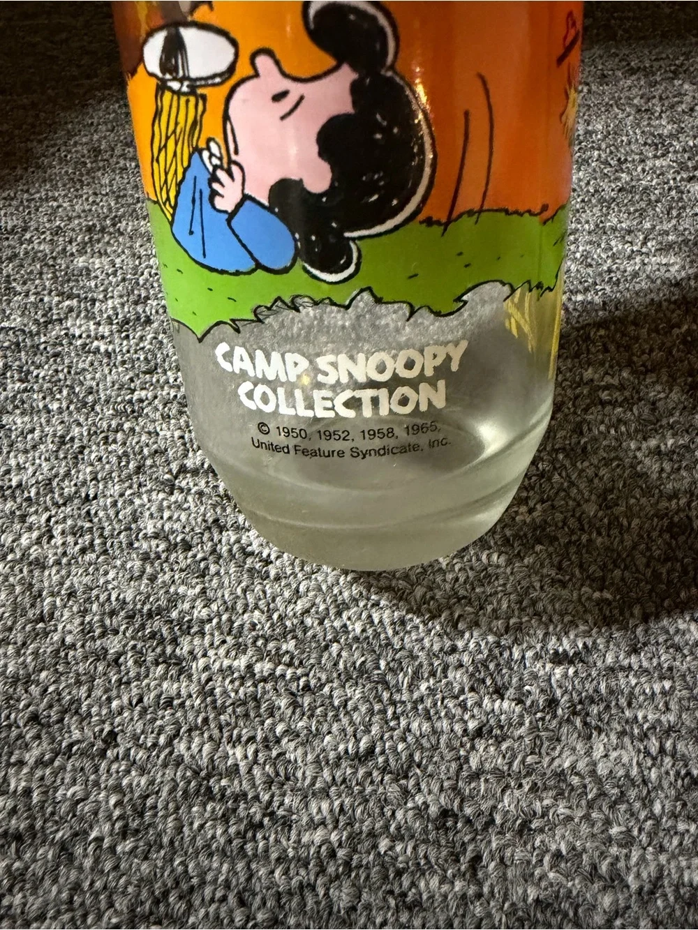 McDonalds PEANUTS Woodstock & Lucy Camp Snoopy Collection Cartoon Glass